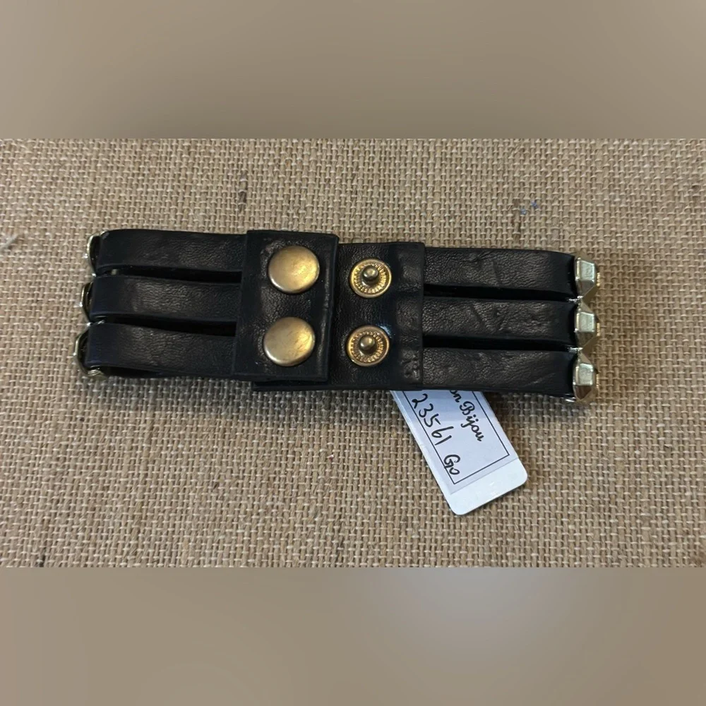 3 Strap Leather Bracelet With Metallic Stud Detailing 7”-8”